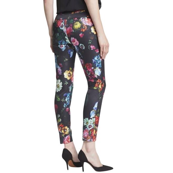 Ted Baker Diemond Oil Painting Floral Trouser Pants Mid Rise Black Womens Size 0 - Picture 2 of 8